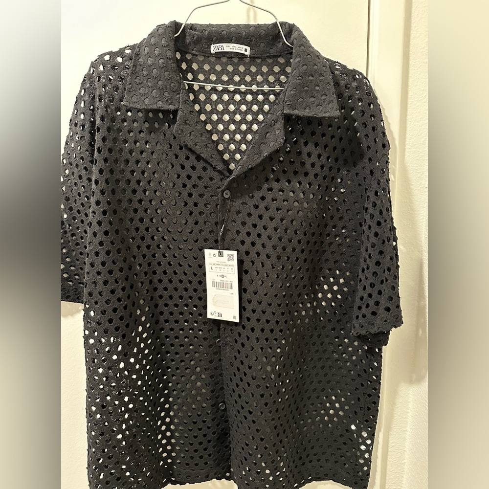 New Men’s black Zara large button up shirt